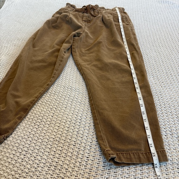 Free the people button fly ankle pleated pants/Brown high-waisted /drawstring /S - Picture 15 of 16